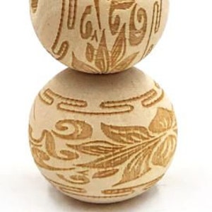 18mm  Natural Round Wooden with Design Beads Jewellery BEADS Spacer with 5mm Hole