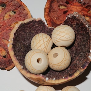 18mm  Natural Round Wooden with Design Beads Jewellery BEADS Spacer with 5mm Hole