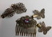 Womens Hair Combs Set - Butterfly Hair Comb Clip - Decorative Hair Comb - Gold Golden Vintage Victorian Hair Piece - Art Deco Hair Piece 