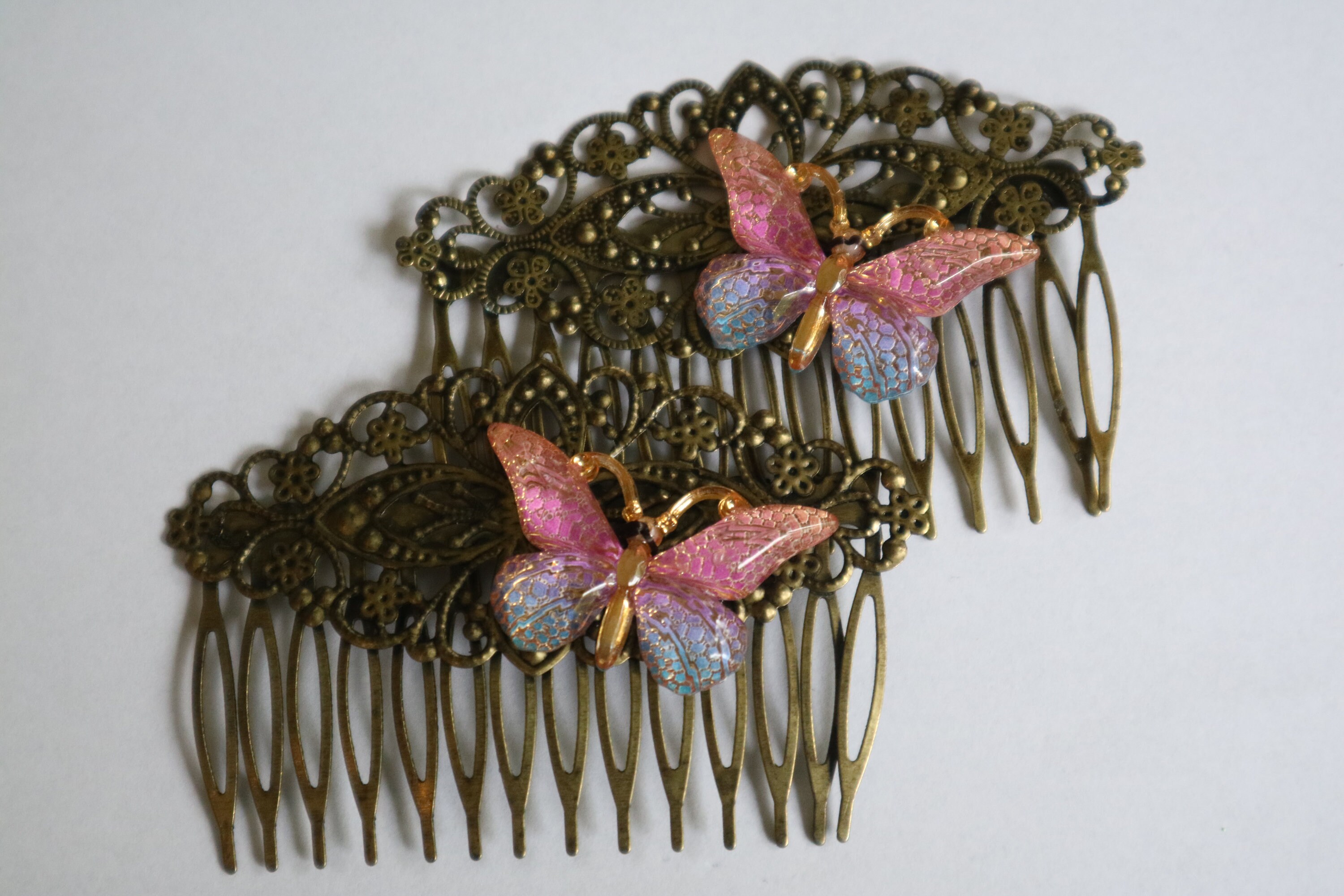 5 Gold Butterfly Hair Combs Set Amazon.com : 4 PACK Metal Big Gold Butterfly Hair Clips  main image 3