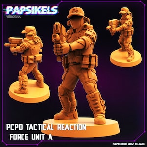5 Pack Cyberpunk PCPD Tactical Reaction Force Unit 32mm Scale Miniatures