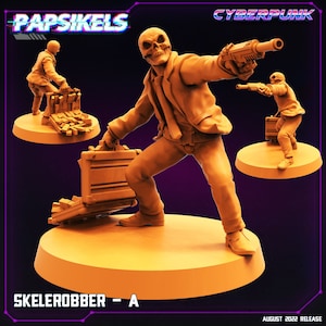 4 Pack Cyberpunk Skelerobbers Gang 32mm Scale Miniatures