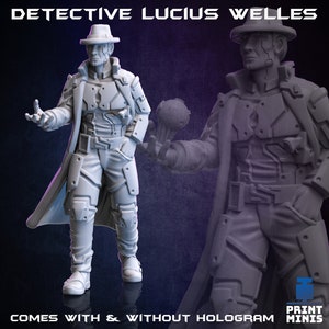 Cyberpunk Detective Lucius Welles Police Miniature 28-32mm Scale