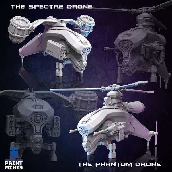 Authority Cyberpunk Flying Drones Helicopters 28-32mm Scale Miniatures