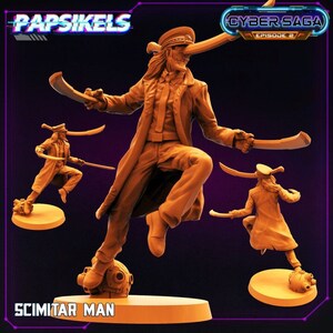 Cyberpunk Schimitar Man Guy 32mm Scale Miniature