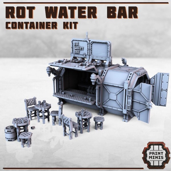Rot Water Bar Container Shop 28mm Scale Miniature Terrain