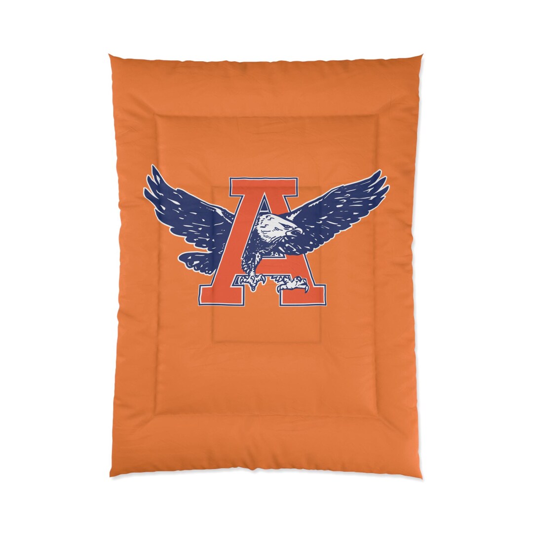 Flying War Eagle Logo Comforter | Orange Navy Bedding, School Spirit - Etsy