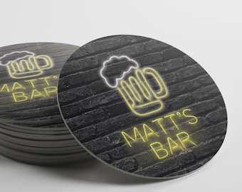 Personalized Neon Bar Sign Coasters