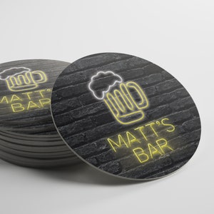 Personalized Neon Bar Sign Coasters