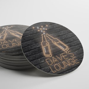 Posavasos personalizados con letreros de neón para bar - Botellas de cerveza