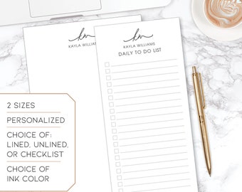 Initials and Name Note Pad | Personalized | Choose Colors | Pad of 50 (np-001)