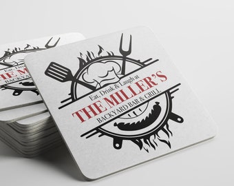 Personalized BackYard Bar & Grill  Coasters