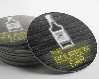 Personalized The Bourbon Bar Bottle Coasters