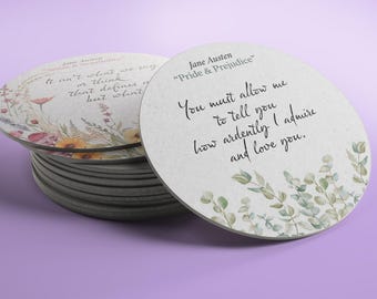 Jane Austen Novel Quotes Coasters - Set of 9