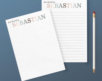 Bloc de notas con nombre y temática de colores neutros / Personalizado / Bloc de 50
