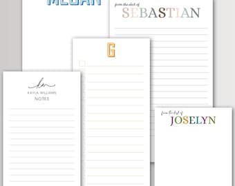 Initials, Name Note Pads | Personalized | Choose Colors, Theme | Pad of 50