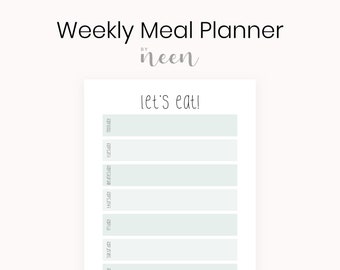 Laten we eten! Wekelijkse maaltijdplanner afdrukbaar – minimalistisch menu · Eenvoudige maaltijdlijst · Menu-organisatie Digitale download · Dinerplanner downloaden