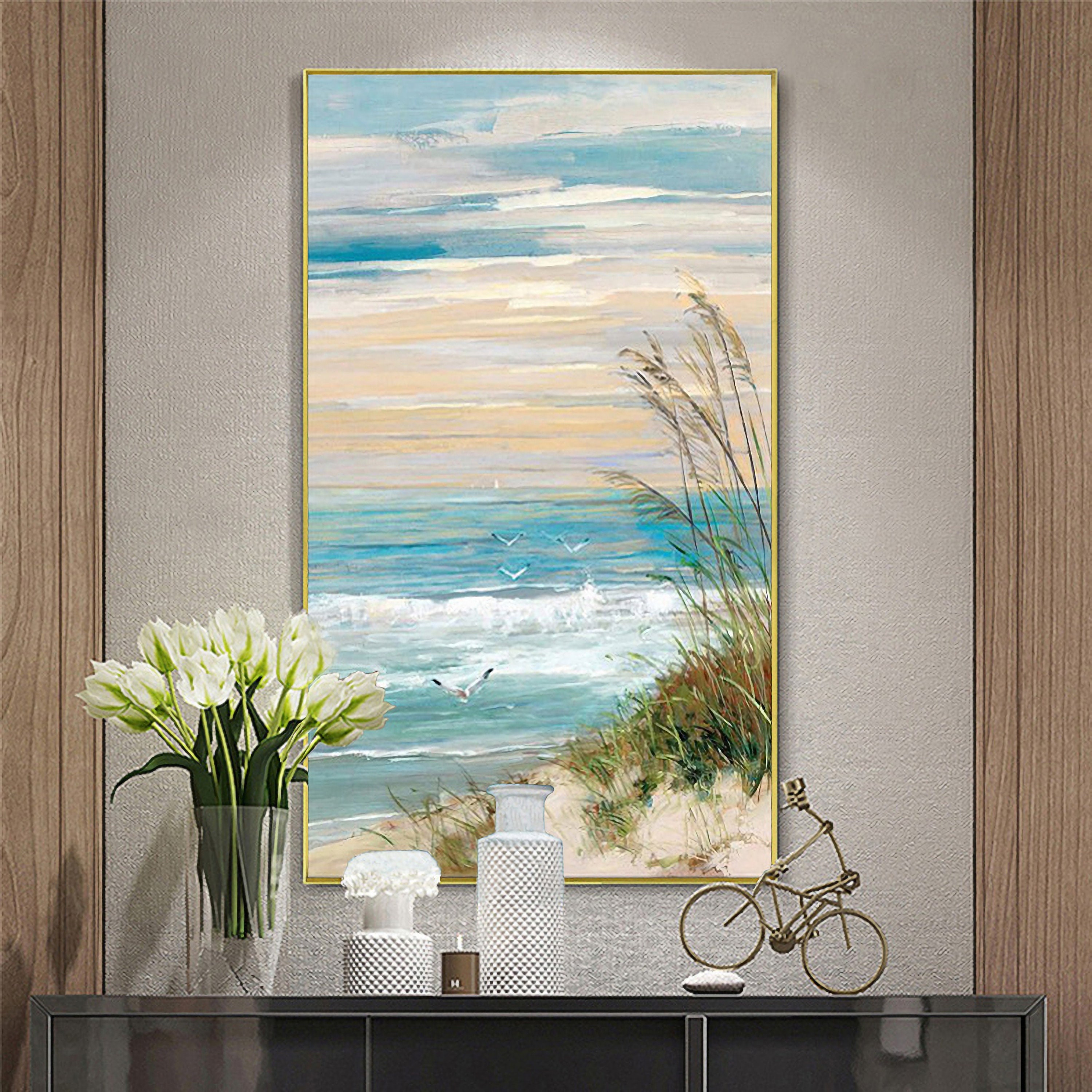 Abstract Beach Canvas Wall Art: Seashore Grasses Artwork | Etsy