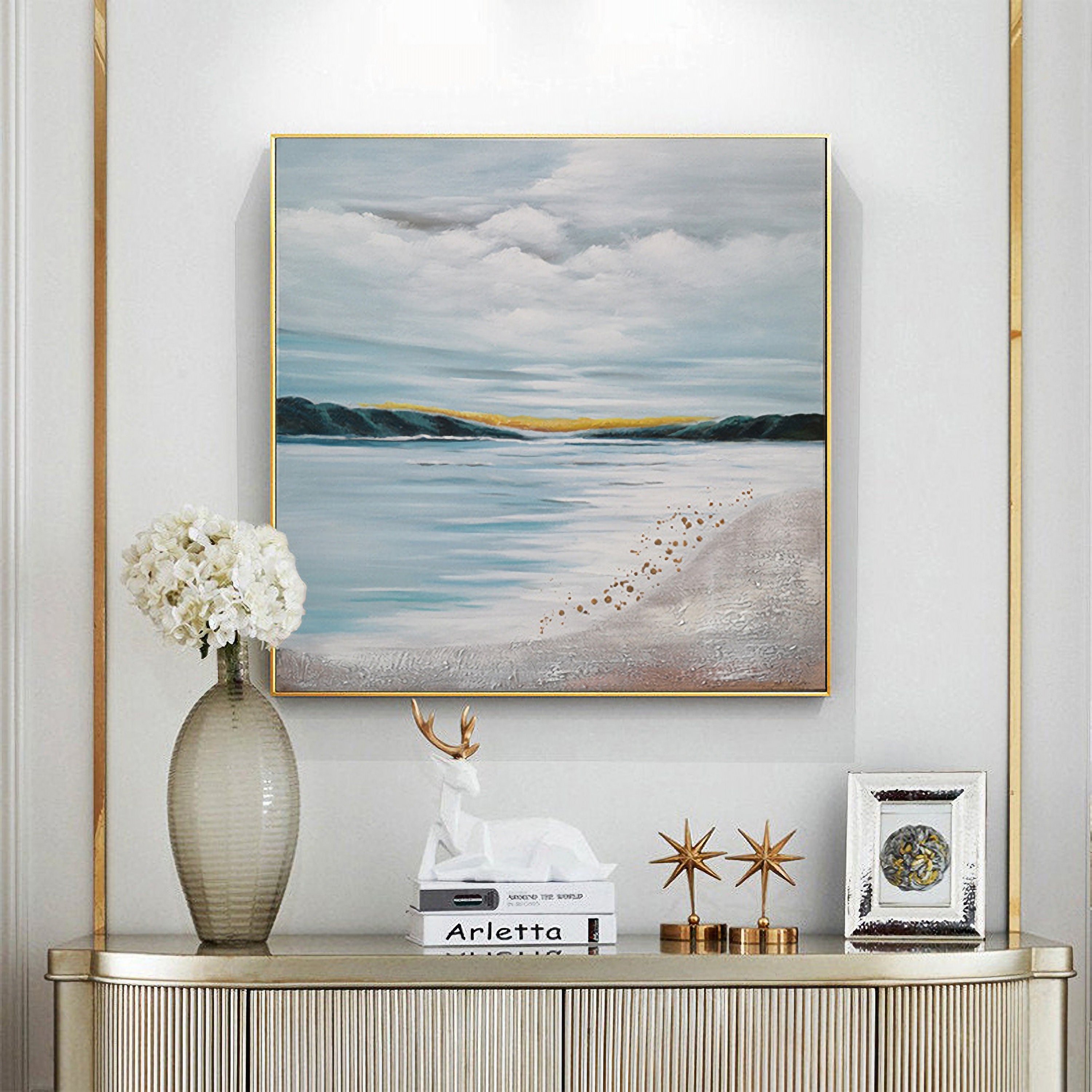 Ocean Wall Art Abstract Beach Painting Coastal Wall Decor | Etsy