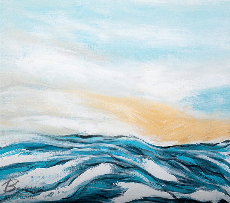 Large Blue Ocean Wall Art Original Abstract Seascape Sea Etsy