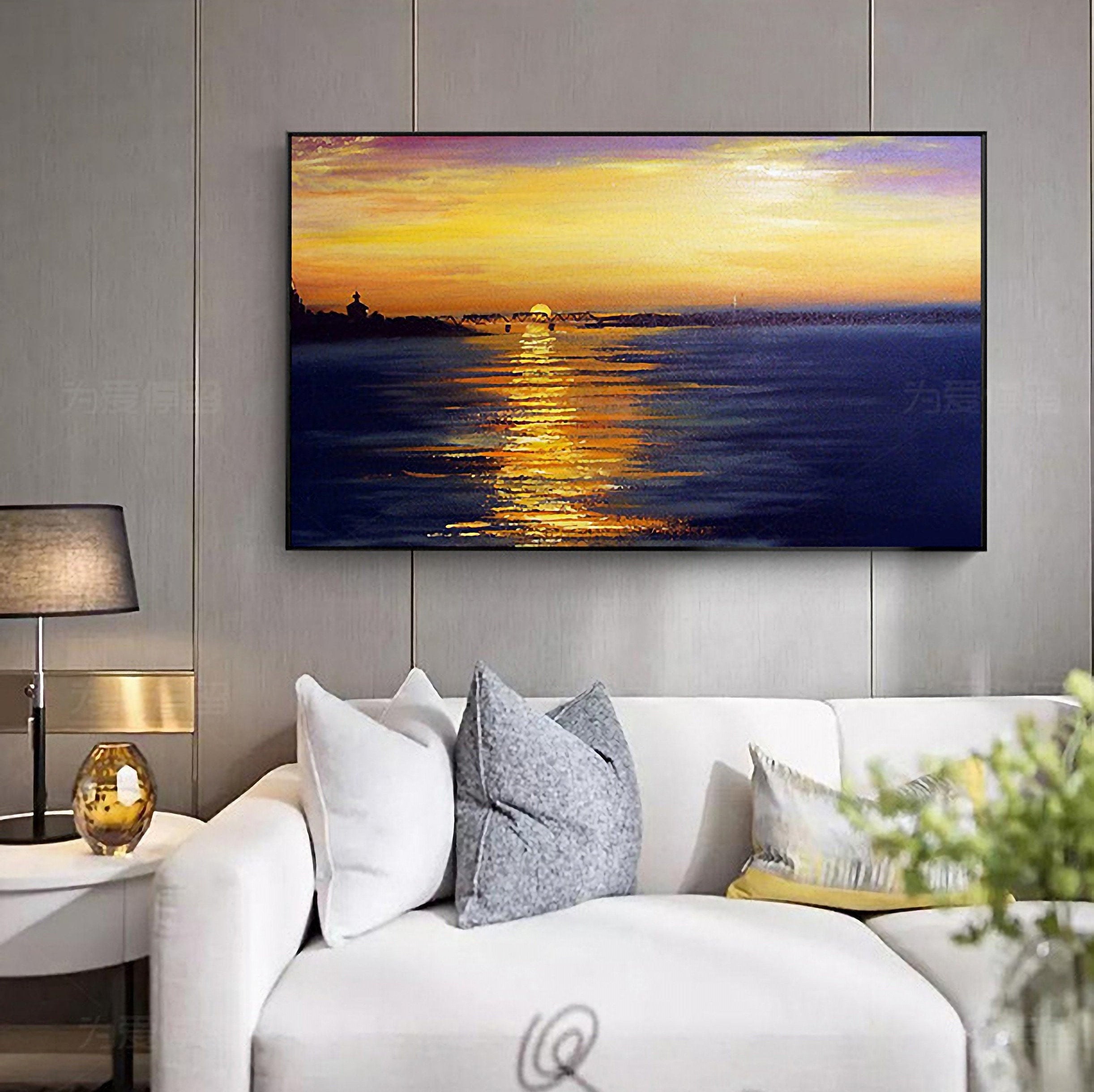 Sunset/sunrise Landscape Oil Painting on Canvas Acrylic | Etsy