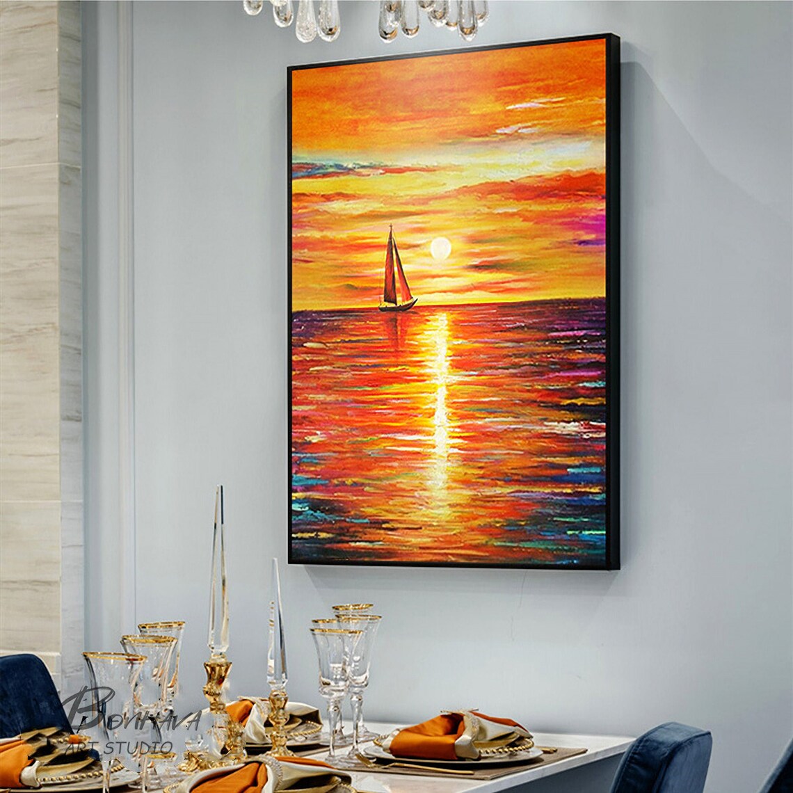 Sunset Abstract Painting Sky Abstract Painting on Canvas Etsy