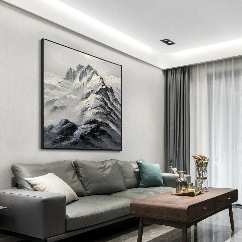 Abstract Mountain Wall Art Mountain Oil Painting Canvas Art Etsy