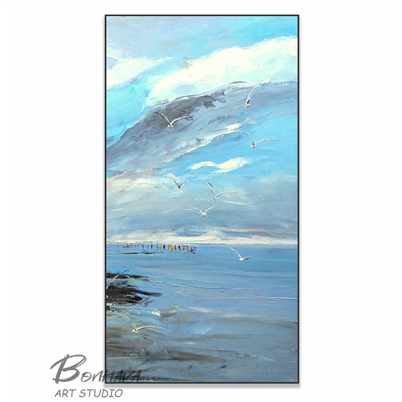 Large Blue Sky And Sea Abstract Painting Beach Texture Etsy
