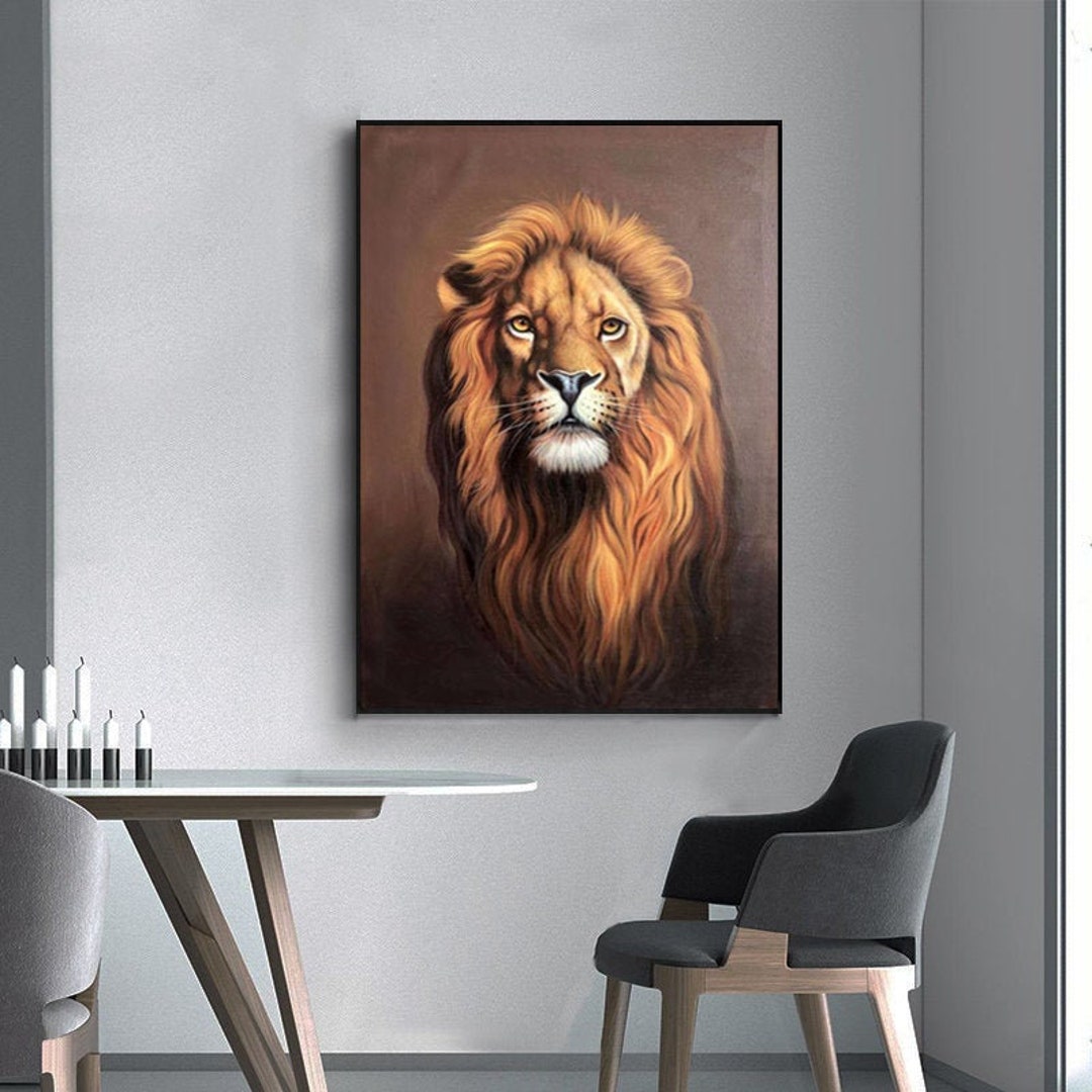 Animal Painting on Canvas Original Lion Oil Painting Lion Etsy