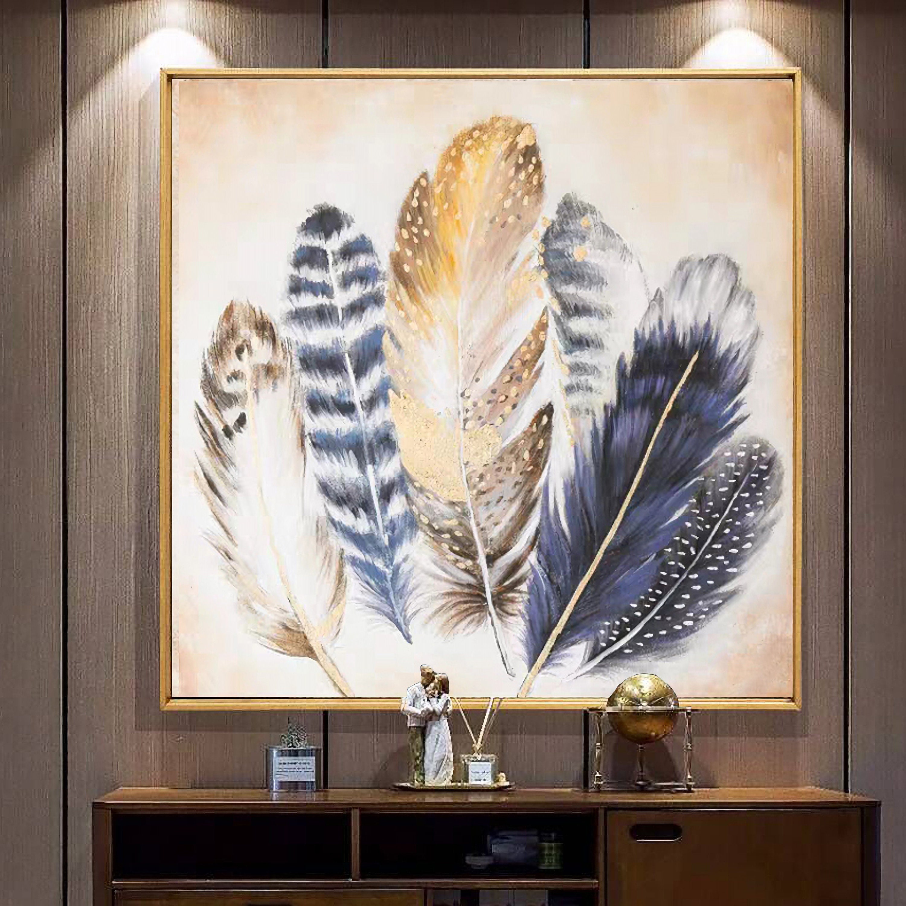 Feather Canvas Wall Art for Living Room Bedroom Modern Artwork Etsy