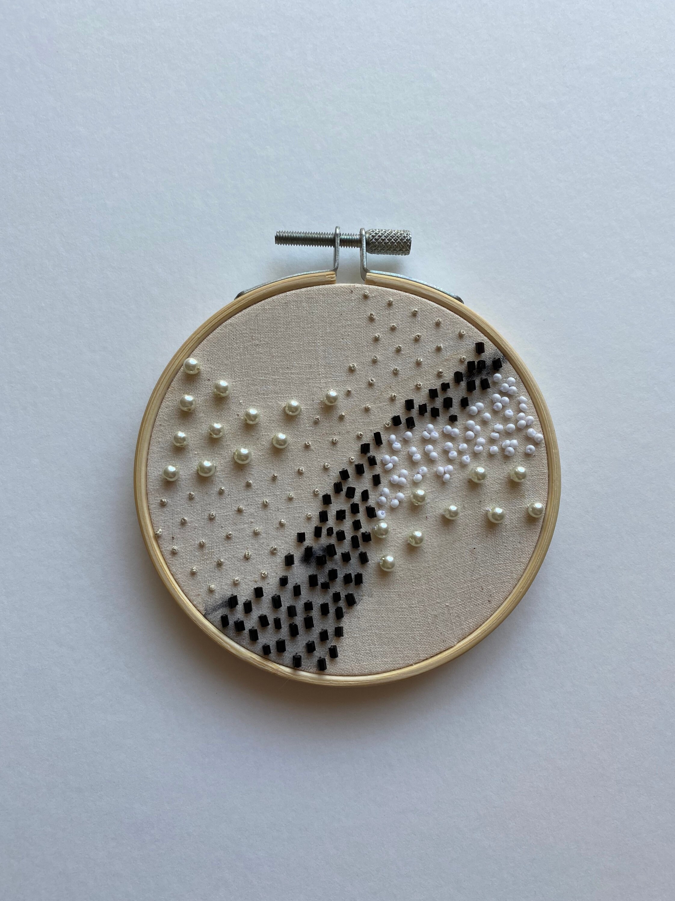 Mini Black & White Embroidery Hoop Etsy