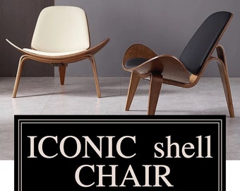 CHAISE COQUILLE, Chaise Mid Century, Japandi, Chaise Shell vintage CH07 | Hans J. Wegner
