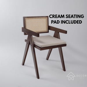 Rattan dining Chair, Pierre Jeanneret Wooden Chair, Office Rattan Chair, Vintage Mid Century Furniture, Cane Chair, Viennese, Japandi