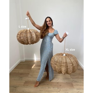 HANDMADE Rattan Lamp STAR Wicker Lamp Boho Style Lampshade Pendant Lamp Rattan Chandelier Hanging Lamp Suspension Rotin Natural Vintage Lamp