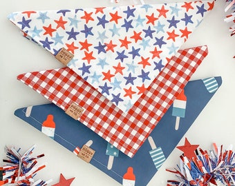 July 4th Dog Bandana | Patriotic Stars Dog Bandana | Firecracker Popsicle Dog Bandana | Picnic Dog Bandana | Memorial Day Bandana