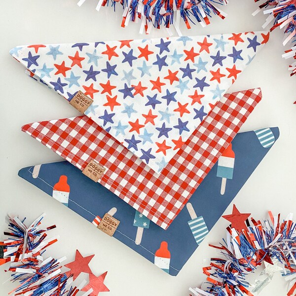 July 4th Dog Bandana | Patriotic Stars Dog Bandana | Firecracker Popsicle Dog Bandana | Picnic Dog Bandana | Memorial Day Bandana