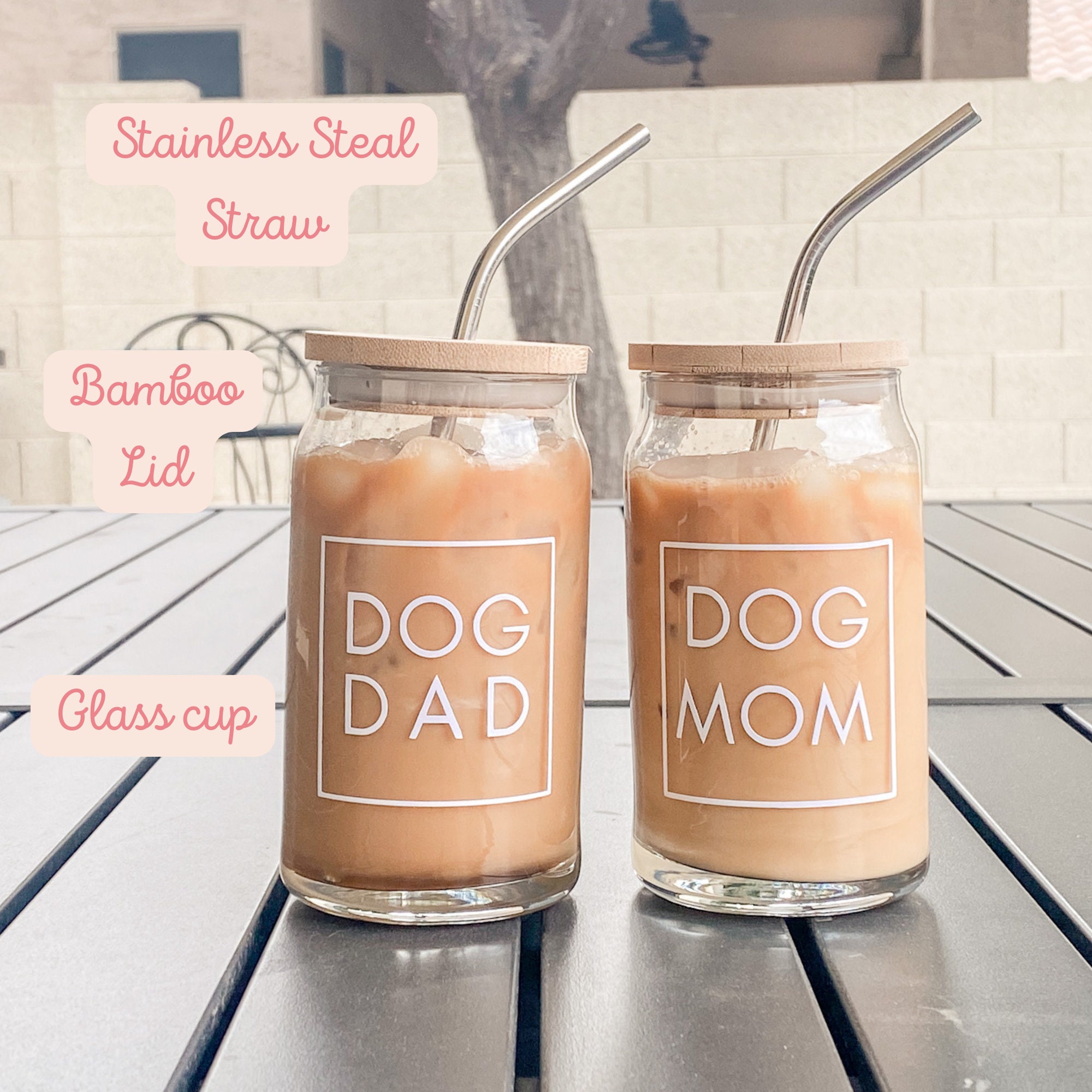 Dog Mama Glass, Lid + Straw