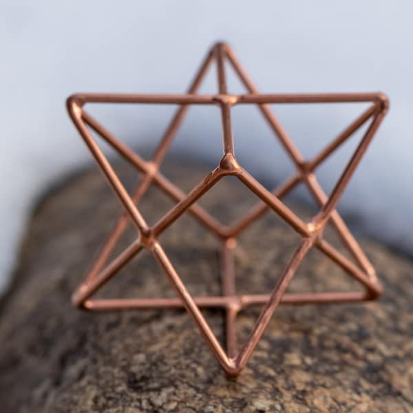 5"(12.7cm) OR 6" (15cm) 96% Copper, Copper Plated Merkaba, Handmade 1/8" Rod Line vector thickness