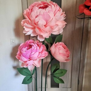 Fiore carta gigante con stelo / enorme foglio carta Peony Foto Prop Fiore carta piedi libera fondale Carta Da Sposa Fiore cabina foto Festa