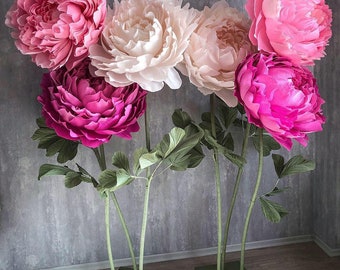 Giant Paper Peony Flower with Stem: Wedding Photo Booth Prop