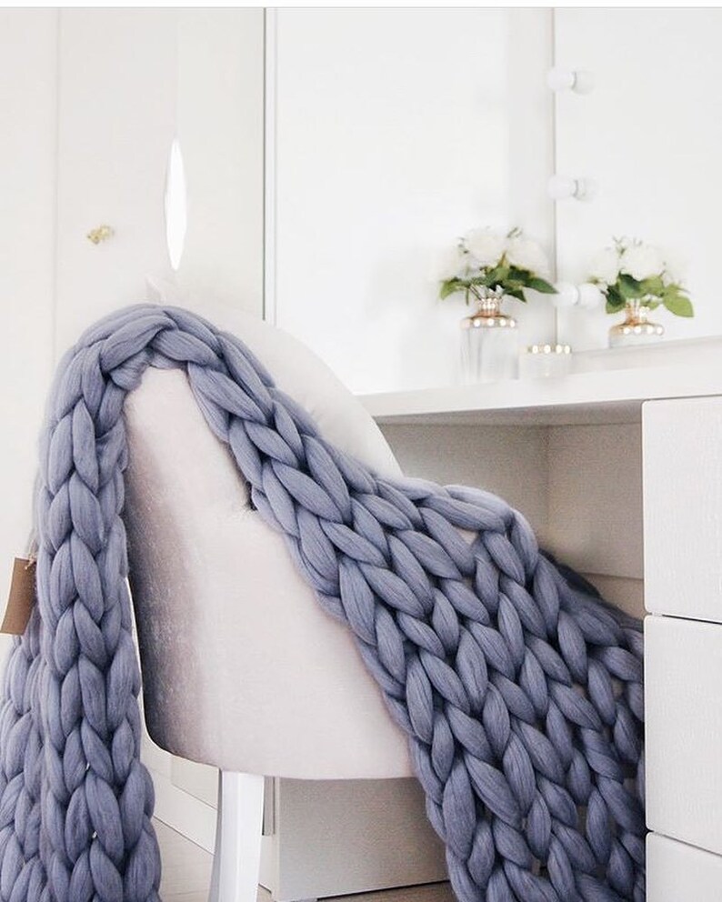 Giant Blanket 100 Merino Wool Blanket Chunky Knit Blanket Etsy