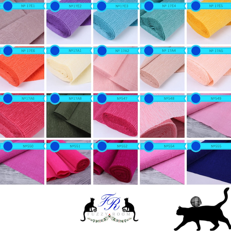 Pu&ograve; includere: Assortimento di 15 rotoli di carta crespa in vari colori, tra cui arancione, giallo, rosa, blu, verde e viola. Ogni rotolo &egrave; etichettato con un numero.