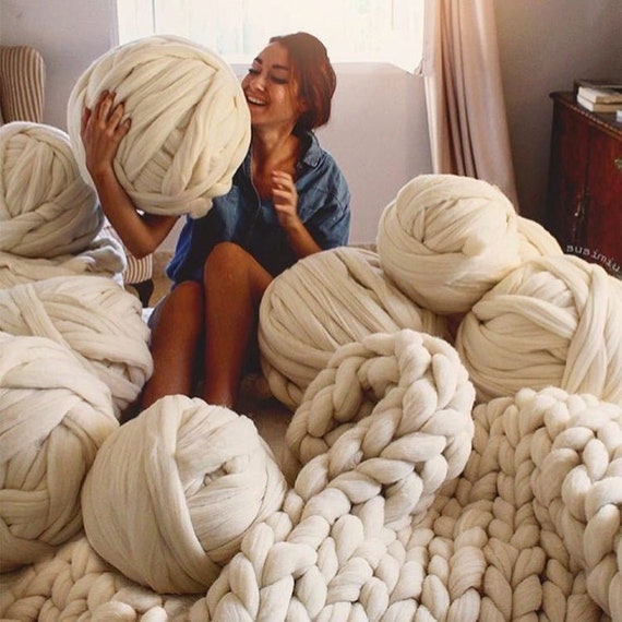 Big Yarn Giant Super Bulky Merino Epic Extreme Arm Knitting Kit Chunky Wool Knit Blanket Very Thick Gigantic Yarn Massive Knitted Loop Etsy