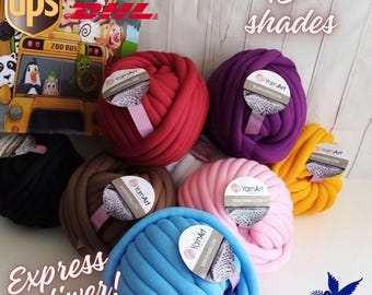 CHUNKY ARM STRIKKET Garn, Arm Strik, Bomuld Roving Garn, Kæmpe Strikkegarn, Bomuld Roving Bomuld Fiber GarnArt Marshmallow Bulky Garn