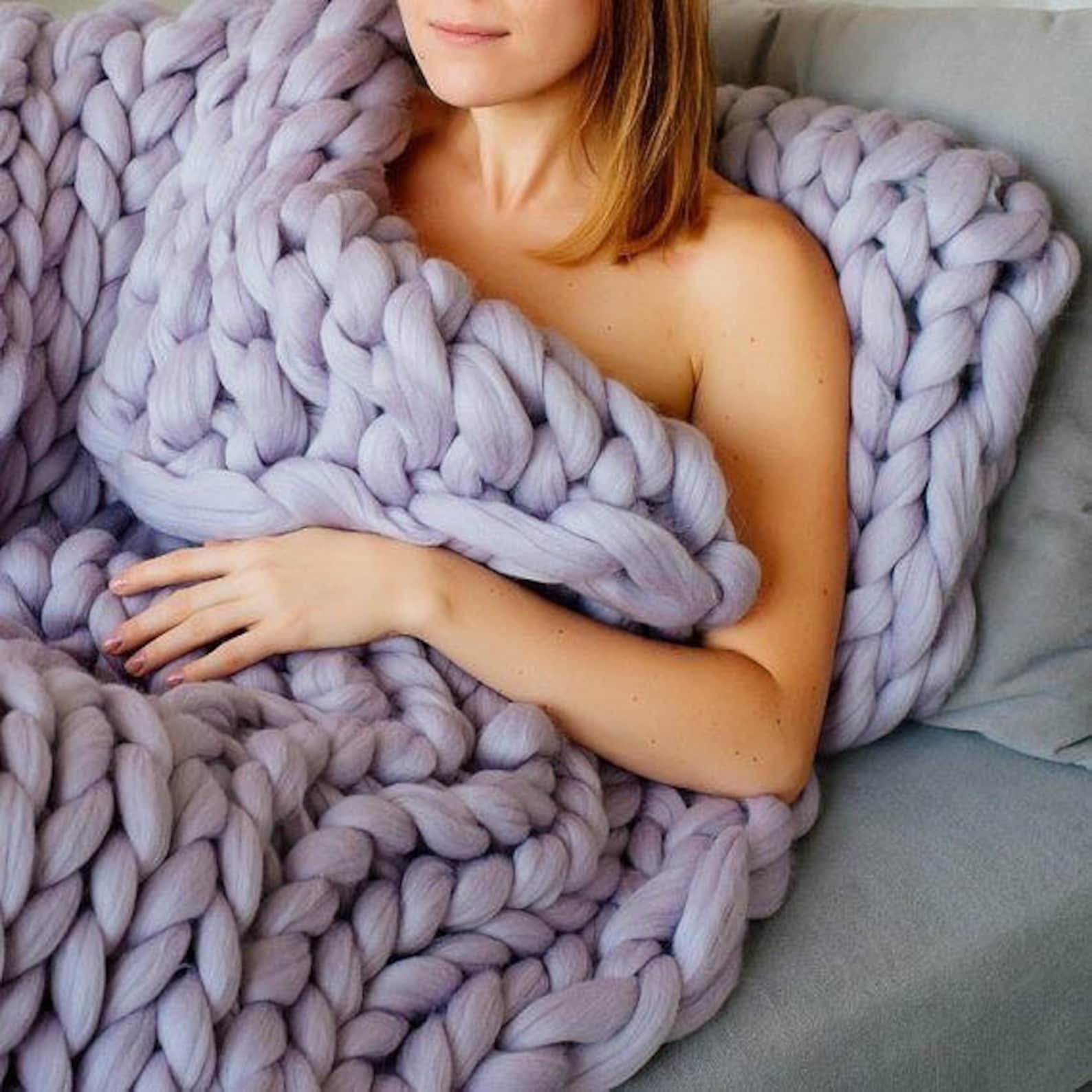 100 Large Knit Blanket Chunky Knit Blanket Big Knit Etsy