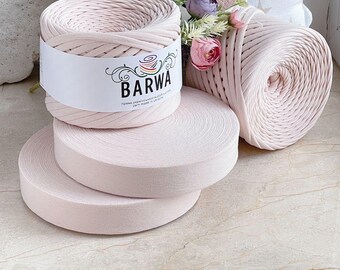 Chunky White T-Shirt Yarn 7-9mm | Recycled Cotton Crochet Ribbon Yarn