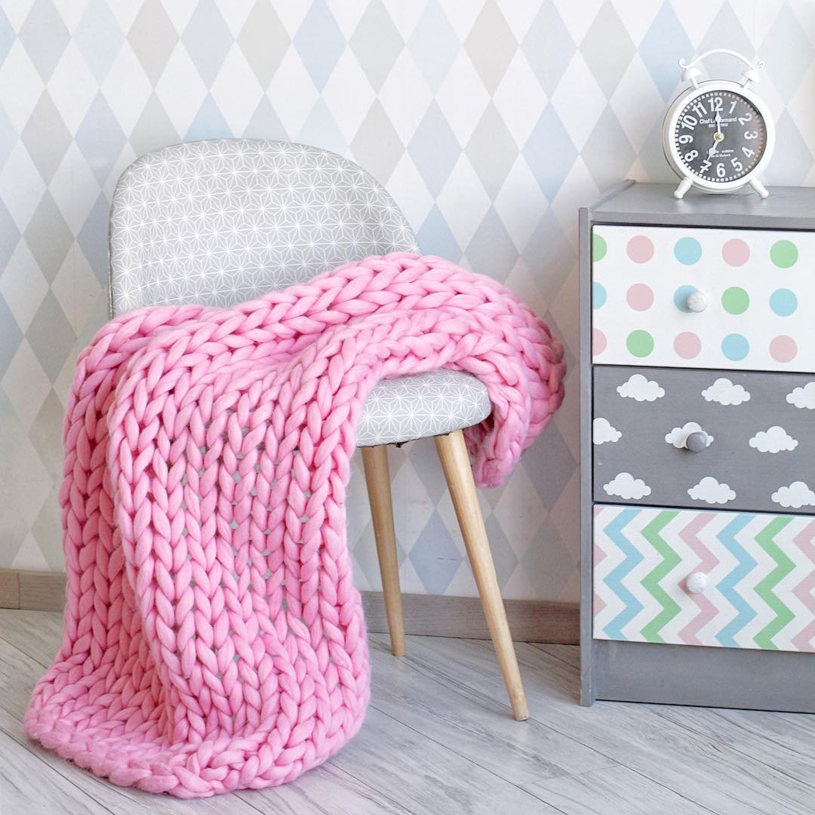 Chunky Knit Blanket Throw Blanket Chunky Blanket Home Etsy