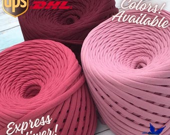 Bulky T-Shirt Yarn: 100% Cotton Fabric Yarn, 60 Colors