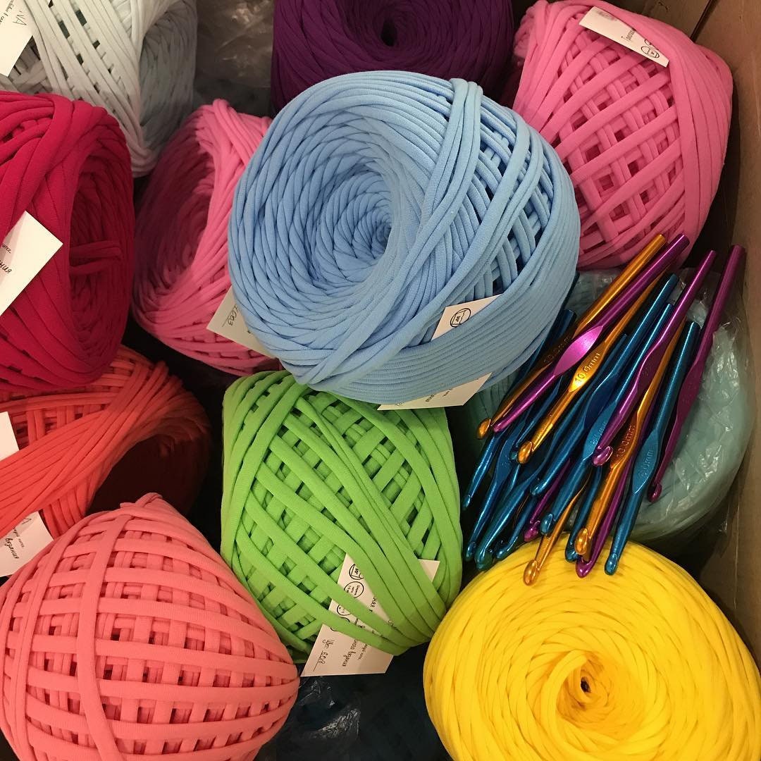 400g Knitting Tshirt Yarn Crochet Cloth Cotton Yarns For Needlework Purse  Bags Basket Cushion Mat Thick Chunky Woven Wool Пряжа - Yarn - AliExpress