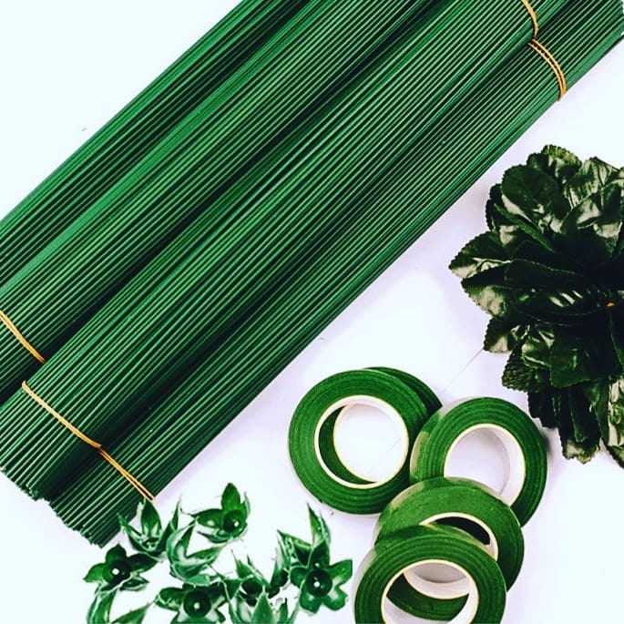 XIGUI 30 Tubes Green Tubing Roll for Bundling Artificial Flower Stems, 12 Inches DIY Kit for Wedding Bouquet Corsage and Floral Arrangement